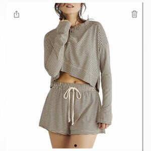 Free People Seeing Stripes Short
Pajamas in Tan Combo